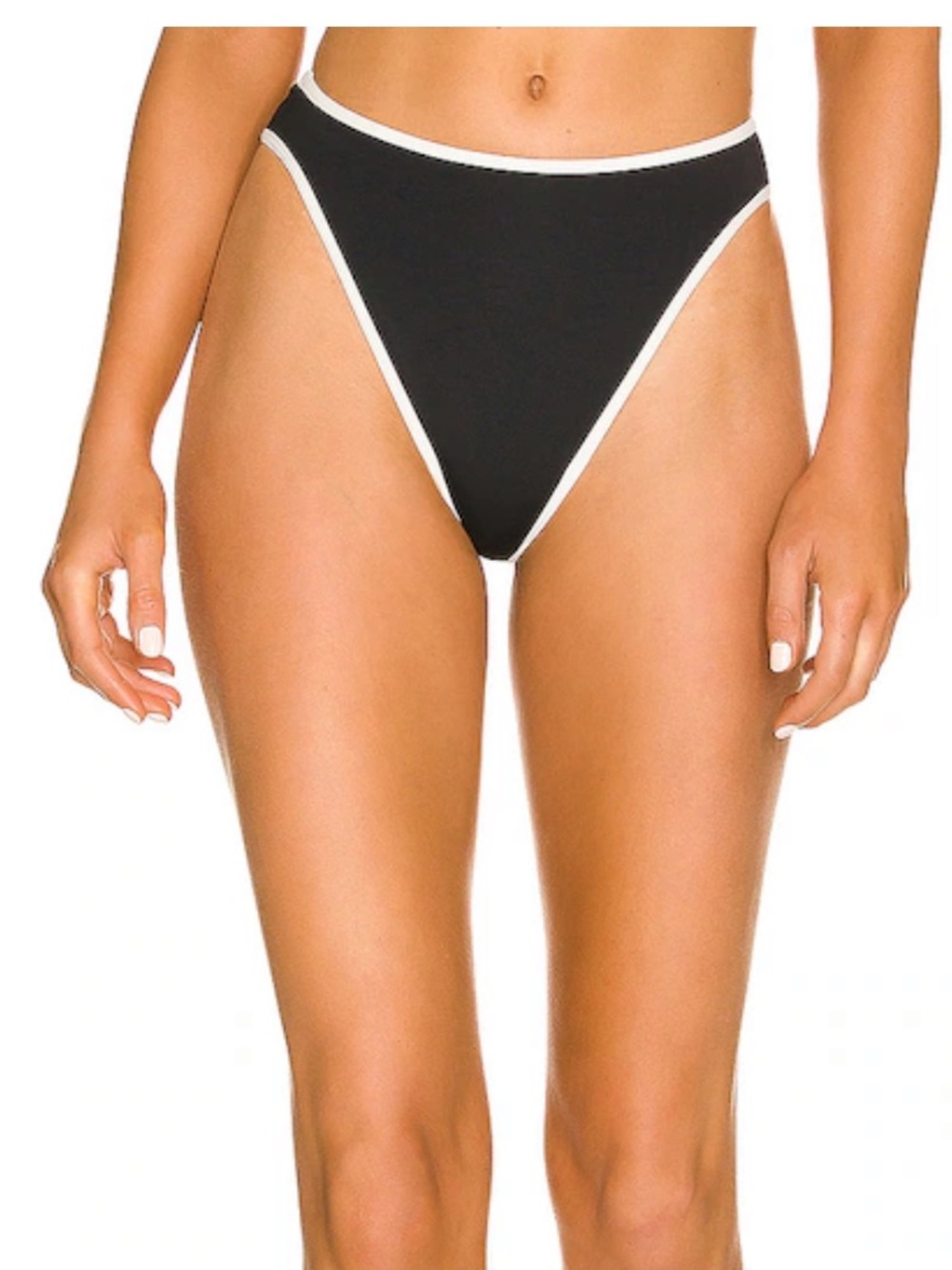 L*Space Black and Cream Nora High Leg Bikini Bottom Medium NWOT